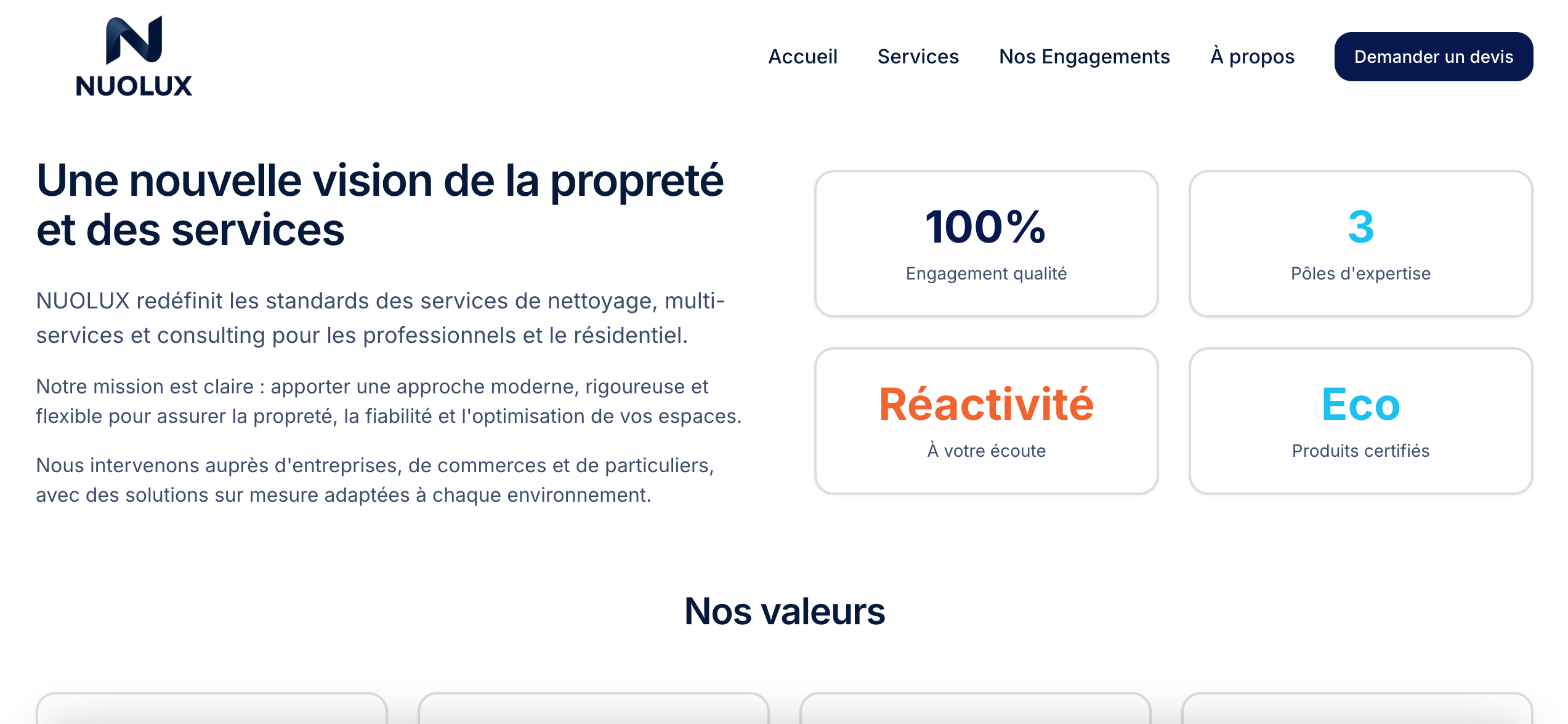 Aperçu du site Nuolux